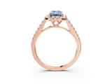 Rose gold Fancy Blue Emerald  Halo Pavé Diamond Engagement Ring with Four-Prong Setting_6