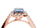 Rose gold Fancy Blue Emerald  Halo Pavé Diamond Engagement Ring with Four-Prong Setting_7