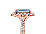 Rose gold Fancy Blue Emerald  Halo Pavé Diamond Engagement Ring with Four-Prong Setting_8