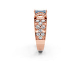 Rose gold Fancy Blue Emerald  Halo Pave Diamond Engagement Ring with Milgrain Detailing_50