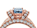 Rose gold Fancy Blue Emerald  Halo Pave Diamond Engagement Ring with Milgrain Detailing_52