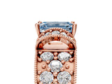 Rose gold Fancy Blue Emerald  Halo Pave Diamond Engagement Ring with Milgrain Detailing_53