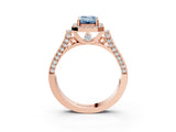 Rose gold Fancy Blue Emerald  Halo Pave Split Shank Prong Setting Ring_42
