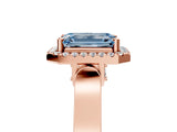 Rose gold Fancy Blue Emerald  Halo Pave Split Shank Prong Setting Ring_44