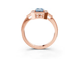 Rose gold Fancy Blue Emerald  Halo Round Diamond Milgrain Pave Engagement Ring_6