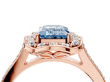 Rose gold Fancy Blue Emerald  Halo Round Diamond Pave Band with Four-Prong Setting_41