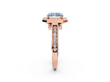 Rose gold Fancy Blue Emerald  Halo Solitaire Diamond Ring with Pave Band and Bezel Setting_50