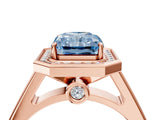Rose gold Fancy Blue Emerald  Halo Solitaire Diamond Ring with Pave Band and Bezel Setting_52