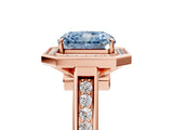 Rose gold Fancy Blue Emerald  Halo Solitaire Diamond Ring with Pave Band and Bezel Setting_53