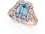 Rose gold Fancy Blue Emerald  Halo Split Shank Diamond Engagement Ring with Pave Band and Four-Prong Setting_55