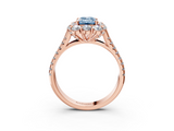 Rose gold Fancy Blue Emerald  Halo Split Shank Diamond Engagement Ring with Pave Band and Four-Prong Setting_57