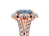 Rose gold Fancy Blue Emerald  Halo Split Shank Diamond Engagement Ring with Pave Band and Four-Prong Setting_59