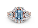 Rose gold Fancy Blue Emerald  Halo Split Shank Diamond Engagement Ring with Prong Setting_20