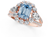 Rose gold Fancy Blue Emerald  Halo Split Shank Diamond Engagement Ring with Prong Setting_21