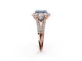 Rose gold Fancy Blue Emerald  Halo Split Shank Diamond Engagement Ring with Prong Setting_22