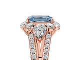 Rose gold Fancy Blue Emerald  Halo Split Shank Diamond Engagement Ring with Prong Setting_25