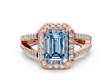 Rose gold Fancy Blue Emerald  Halo Split Shank Diamond Ring with Four-Prong Setting_32