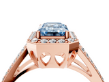 Rose gold Fancy Blue Emerald  Halo Split Shank Diamond Ring with Four-Prong Setting_36