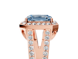 Rose gold Fancy Blue Emerald  Halo Split Shank Diamond Ring with Four-Prong Setting_37