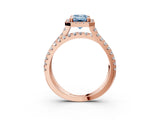 Rose gold Fancy Blue Emerald  Halo Split Shank Diamond Ring with Pavé Setting 3