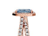 Rose gold Fancy Blue Emerald  Halo Split Shank Diamond Ring with Pavé Setting 5