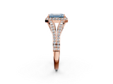 Rose gold Fancy Blue Emerald  Halo Split Shank Diamond Ring with Prong Setting_22