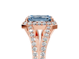 Rose gold Fancy Blue Emerald  Halo Split Shank Diamond Ring with Prong Setting_25