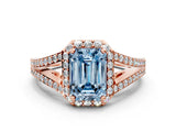 Rose gold Fancy Blue Emerald  Halo Split Shank Pave Diamond Ring with Four-Prong Setting_50