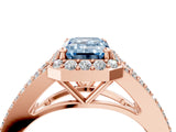 Rose gold Fancy Blue Emerald  Halo Split Shank Pave Diamond Ring with Four-Prong Setting_54