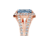 Rose gold Fancy Blue Emerald  Halo Split Shank Pave Diamond Ring with Four-Prong Setting_55
