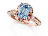 Rose gold Fancy Blue Emerald  Halo Split Shank Pave Diamond Ring with Petal Prong Setting_20
