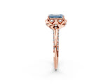 Rose gold Fancy Blue Emerald  Halo Split Shank Pave Diamond Ring with Petal Prong Setting_21
