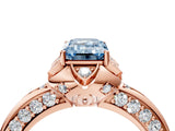 Rose gold Fancy Blue Emerald  Halo Split Shank Pave Diamond Ring with Petal Prong Setting_23