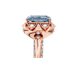 Rose gold Fancy Blue Emerald  Halo Split Shank Pave Diamond Ring with Petal Prong Setting_24
