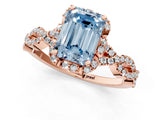 Rose gold Fancy Blue Emerald  Halo Twist Band Solitaire Ring with Six-Prong Setting_33