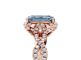 Rose gold Fancy Blue Emerald  Halo Twist Band Solitaire Ring with Six-Prong Setting_37