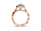Rose gold Fancy Blue Emerald  Halo Twist Band Solitaire Ring_23