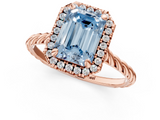 Rose gold Fancy Blue Emerald  Halo Twisted Band Four-Prong Diamond Ring_21