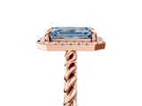 Rose gold Fancy Blue Emerald  Halo Twisted Band Four-Prong Diamond Ring_25