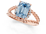 Rose gold Fancy Blue Emerald  Halo Twisted Band Four-Prong Ring_33