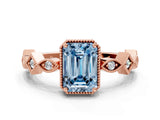 Rose gold Fancy Blue Emerald  Milgrain Marquise Diamond Twist Band Ring_61