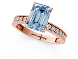 Rose gold Fancy Blue Emerald  Milgrain Pave Diamond Engagement Ring with Four-Prong Setting_160
