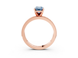 Rose gold Fancy Blue Emerald  Milgrain Pave Diamond Engagement Ring with Four-Prong Setting_162
