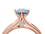 Rose gold Fancy Blue Emerald  Solitaire Beaded Band Six-Prong Setting_4