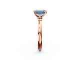 Rose gold Fancy Blue Emerald  Solitaire Beaded Band with Four-Prong Setting_50