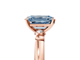 Rose gold Fancy Blue Emerald  Solitaire Beaded Band with Four-Prong Setting_53