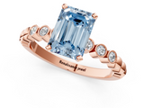 Rose gold Fancy Blue Emerald  Solitaire Bezel Accent Diamond Engagement Ring with Beaded Band and Four-Prong Setting_43