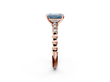 Rose gold Fancy Blue Emerald  Solitaire Bezel Accent Diamond Engagement Ring with Beaded Band and Four-Prong Setting_44