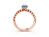 Rose gold Fancy Blue Emerald  Solitaire Bezel Accent Diamond Engagement Ring with Beaded Band and Four-Prong Setting_45