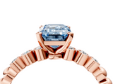 Rose gold Fancy Blue Emerald  Solitaire Bezel Accent Diamond Engagement Ring with Beaded Band and Four-Prong Setting_46